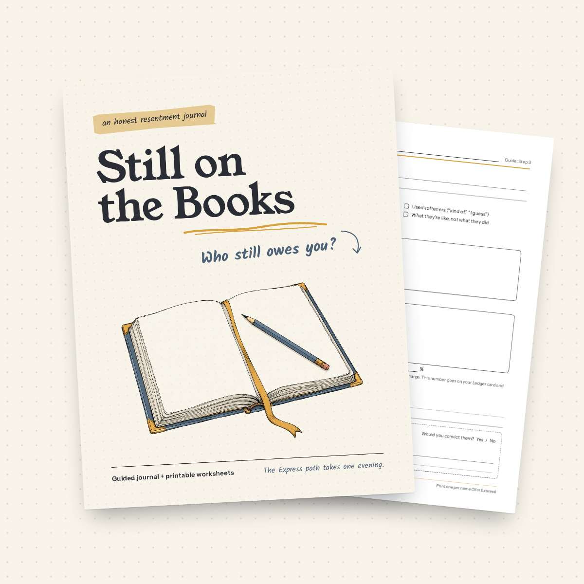 The Still on the Books cover: an open ledger with a pencil, beside a printed worksheet page.